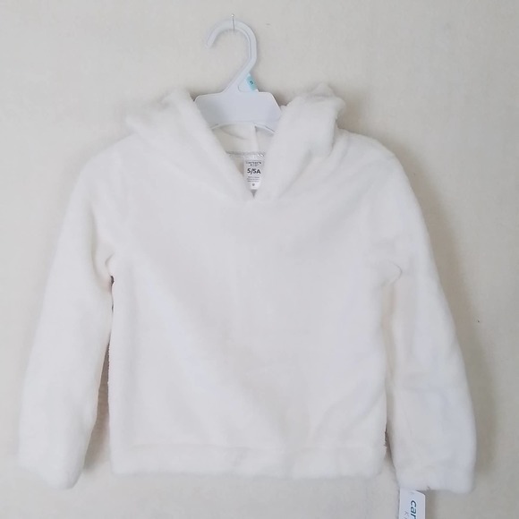 Carter's Kids Plush‎ Fleece Pullover Hoodie Girl's size 5 in Ivory - Picture 1 of 12
